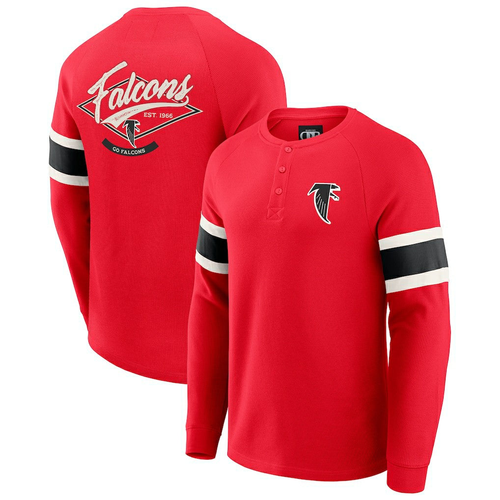 Atlanta Falcons Darius Rucker Collection Waffle-Knit Raglan Long Sleeve Henley T-Shirt - Red for sale