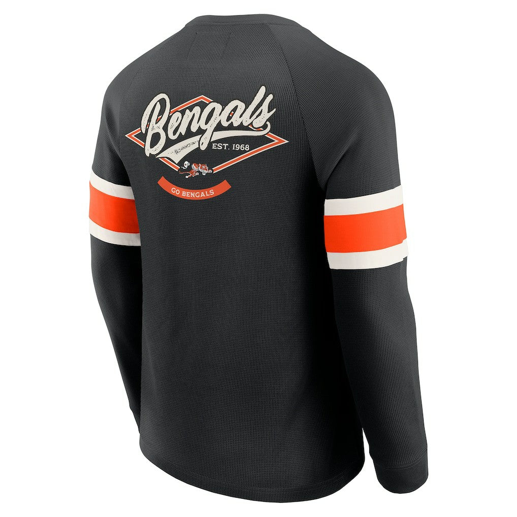 Cincinnati Bengals Darius Rucker Collection Waffle-Knit Raglan Long Sleeve Henley T-Shirt - Black sale