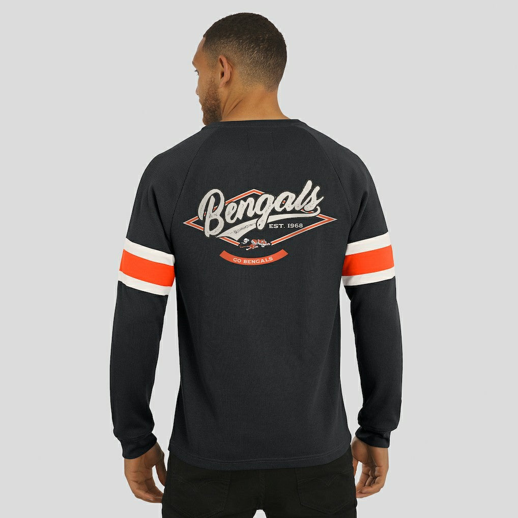 Cincinnati Bengals Darius Rucker Collection Waffle-Knit Raglan Long Sleeve Henley T-Shirt - Black sale
