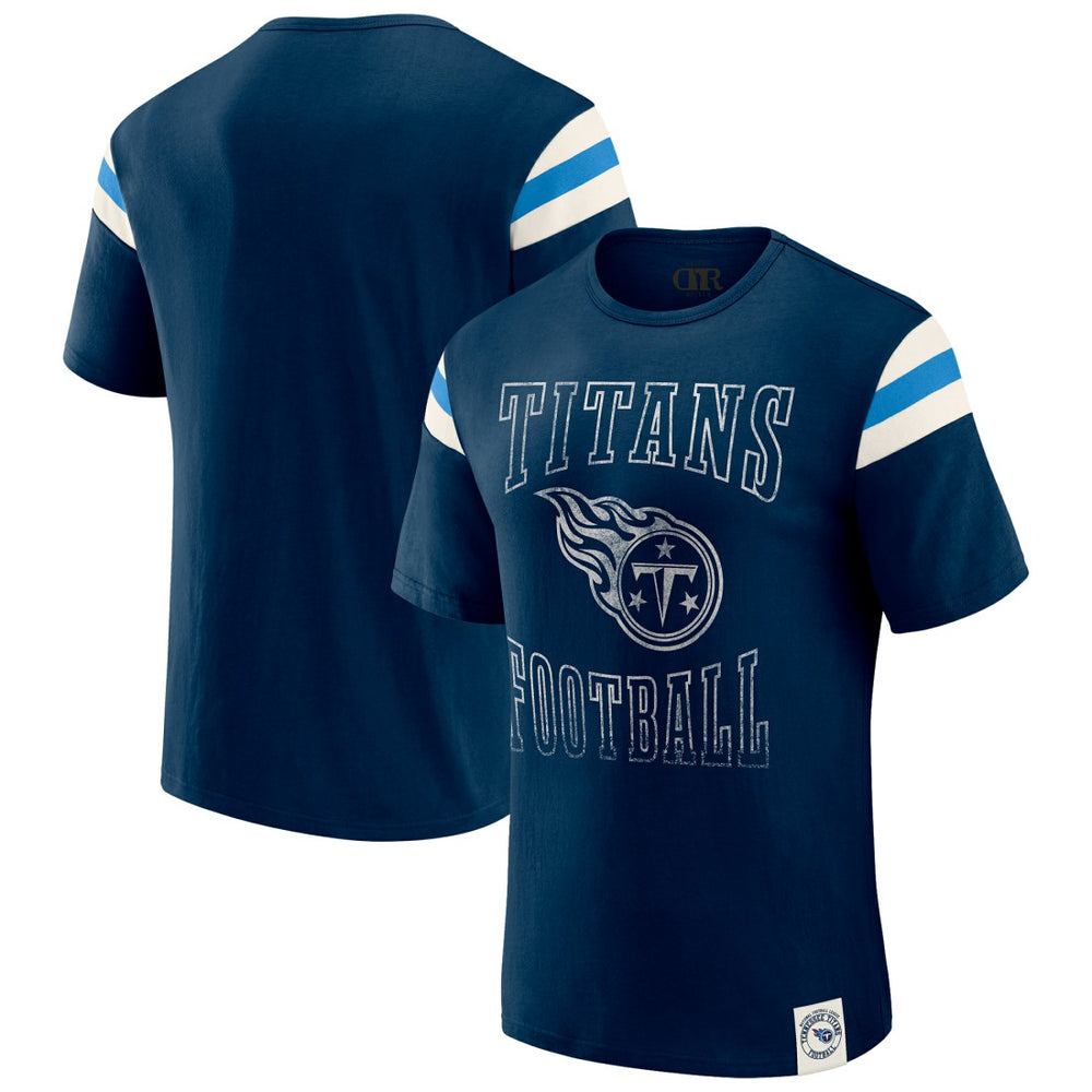 Tennessee Titans Darius Rucker Collection Football Stripe Sleeve T-Shirt - Navy for sale