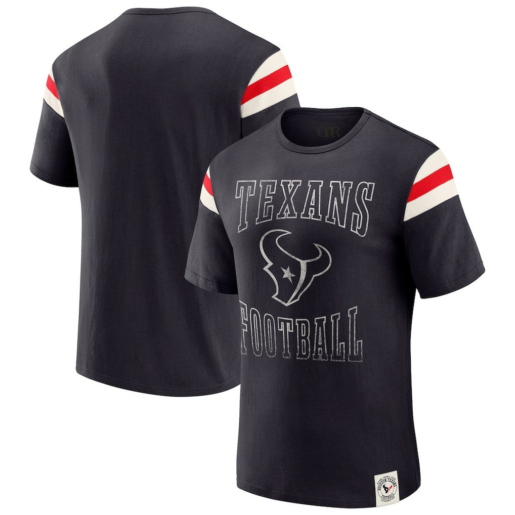 Houston Texans Darius Rucker Collection Football Stripe Sleeve T-Shirt - Navy cheap
