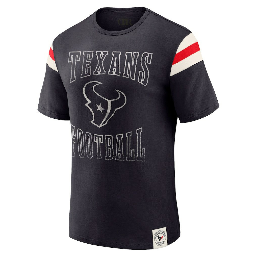 Houston Texans Darius Rucker Collection Football Stripe Sleeve T-Shirt - Navy cheap