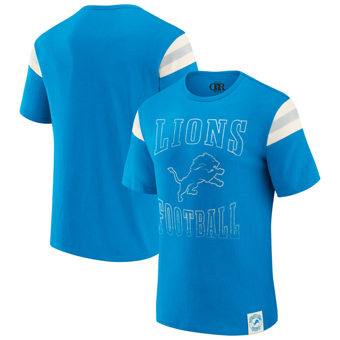 Detroit Lions Darius Rucker Collection Football Stripe Sleeve T-Shirt - Blue cheap