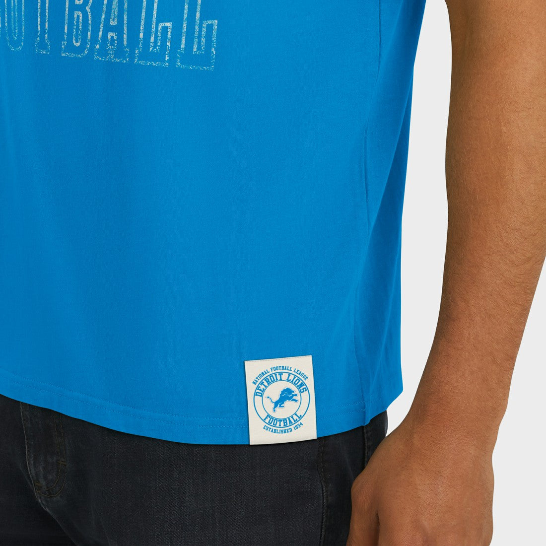 Detroit Lions Darius Rucker Collection Football Stripe Sleeve T-Shirt - Blue cheap