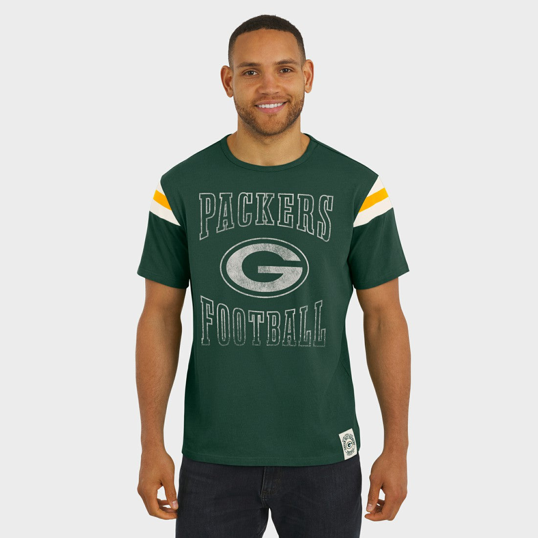Green Bay Packers Darius Rucker Collection Football Stripe Sleeve T-Shirt - Green online