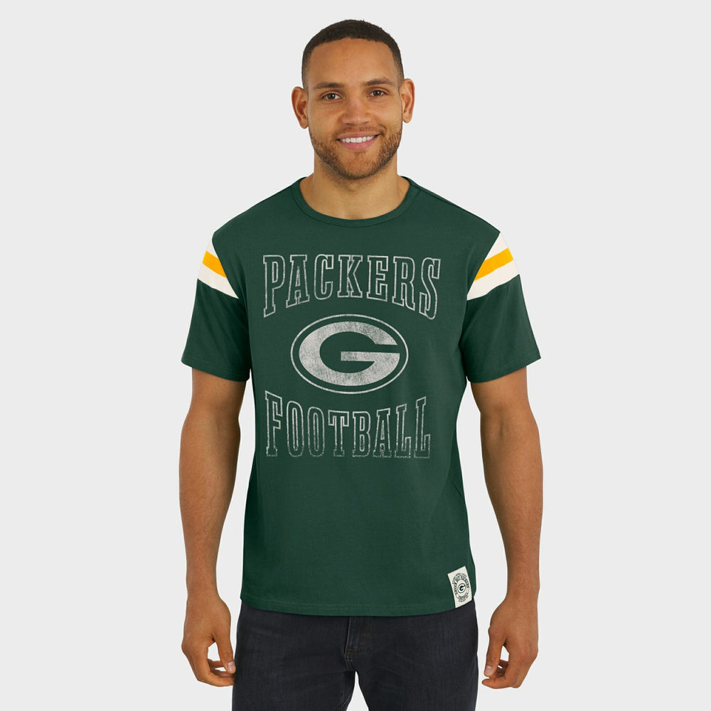 Green Bay Packers Darius Rucker Collection Football Stripe Sleeve T-Shirt - Green online