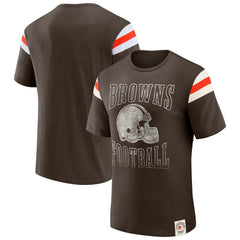 Cleveland Browns Darius Rucker Collection Football Stripe Sleeve T-Shirt - Brown outlet