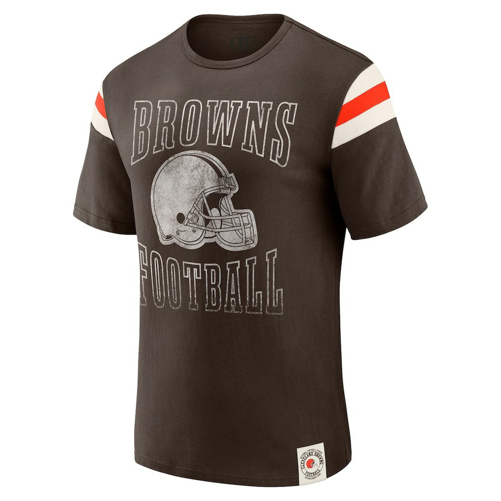 Cleveland Browns Darius Rucker Collection Football Stripe Sleeve T-Shirt - Brown outlet