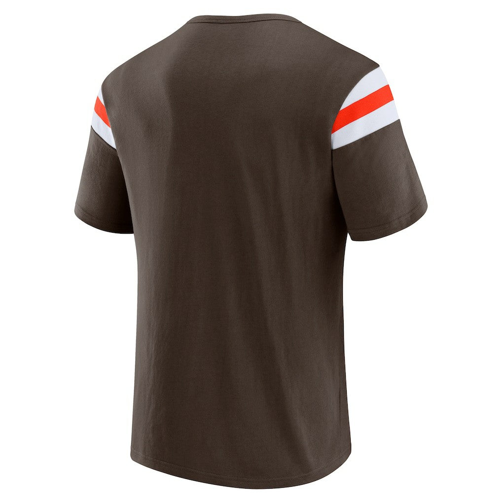 Cleveland Browns Darius Rucker Collection Football Stripe Sleeve T-Shirt - Brown outlet