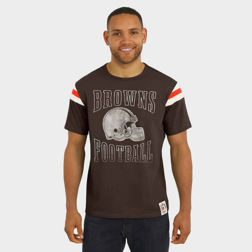 Cleveland Browns Darius Rucker Collection Football Stripe Sleeve T-Shirt - Brown outlet
