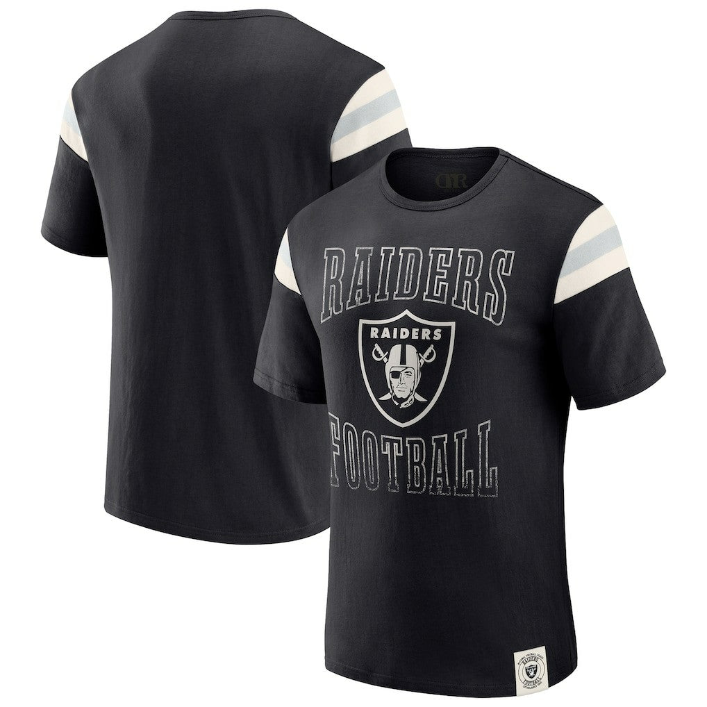 Las Vegas Raiders Darius Rucker Collection Football Stripe Sleeve T-Shirt - Black sale