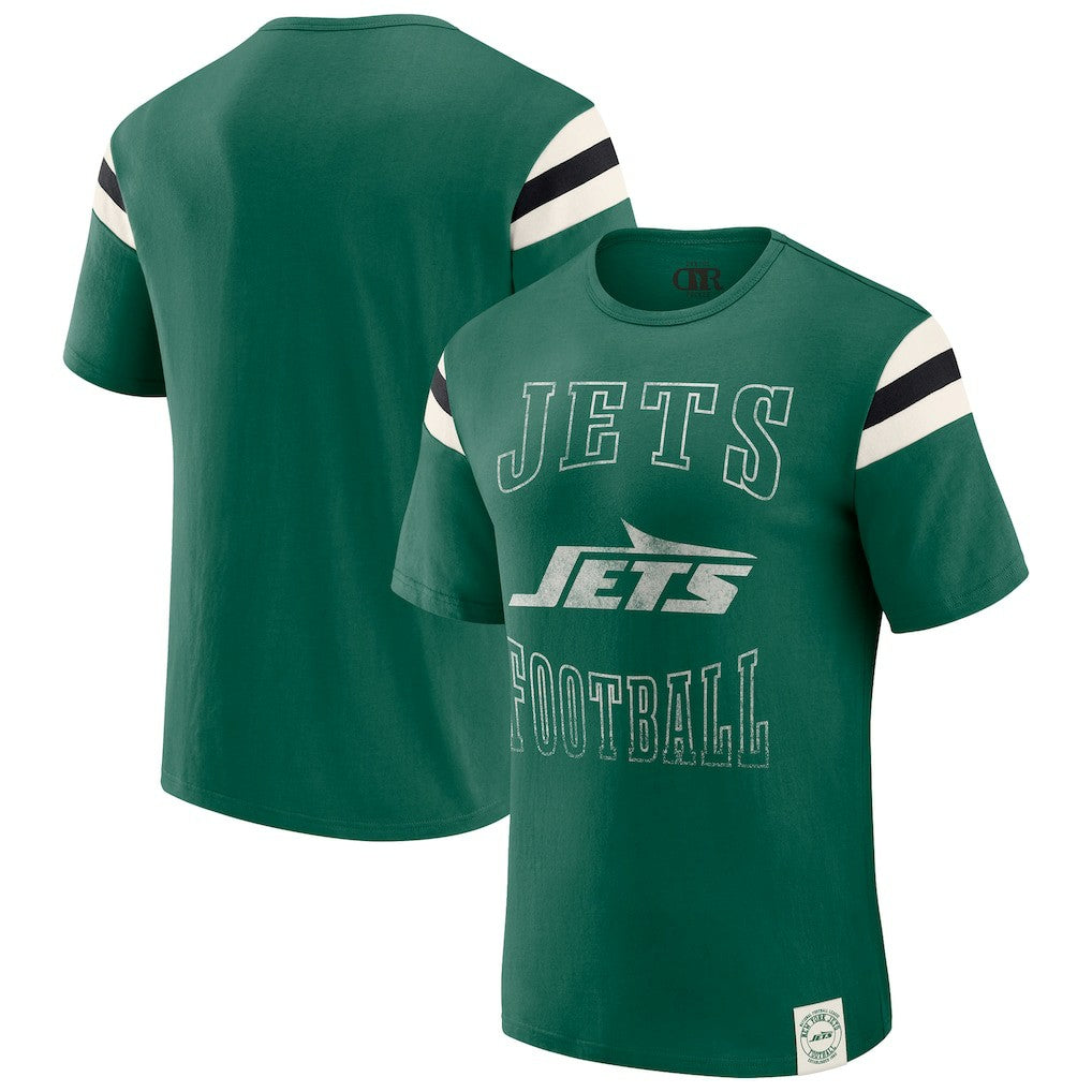 New York Jets Darius Rucker Collection Football Stripe Sleeve T-Shirt - Green for sale