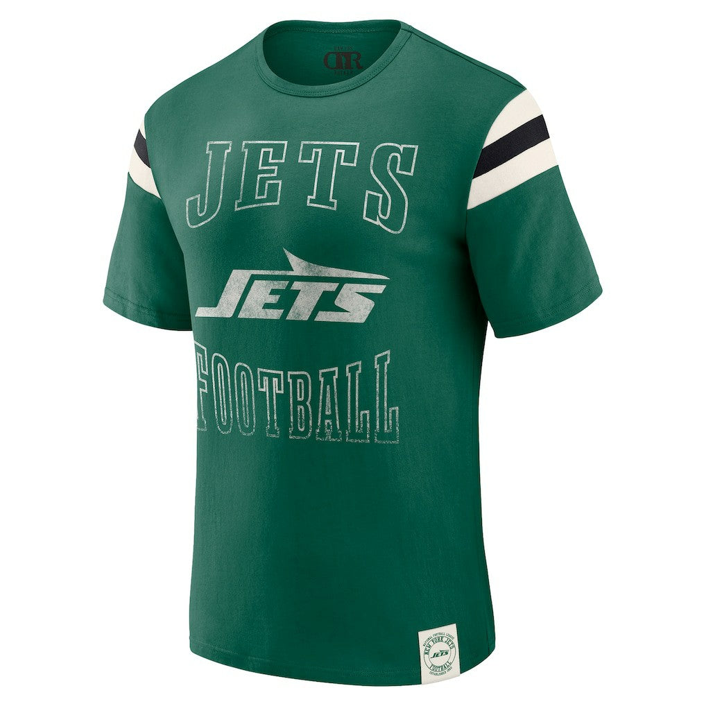 New York Jets Darius Rucker Collection Football Stripe Sleeve T-Shirt - Green for sale