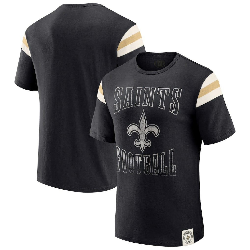 New Orleans Saints Darius Rucker Collection Football Stripe Sleeve T-Shirt - Black outlet