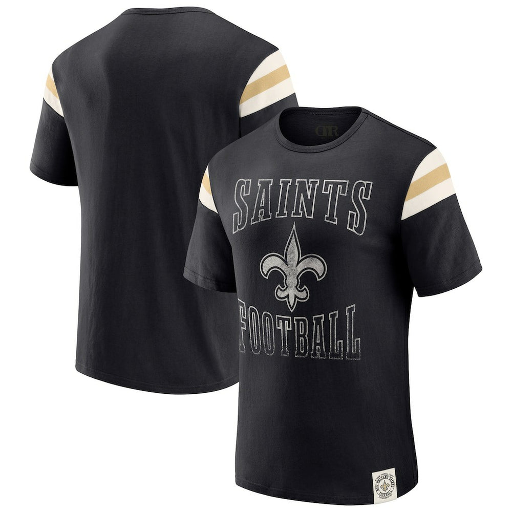 New Orleans Saints Darius Rucker Collection Football Stripe Sleeve T-Shirt - Black outlet