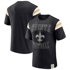 New Orleans Saints Darius Rucker Collection Football Stripe Sleeve T-Shirt - Black outlet