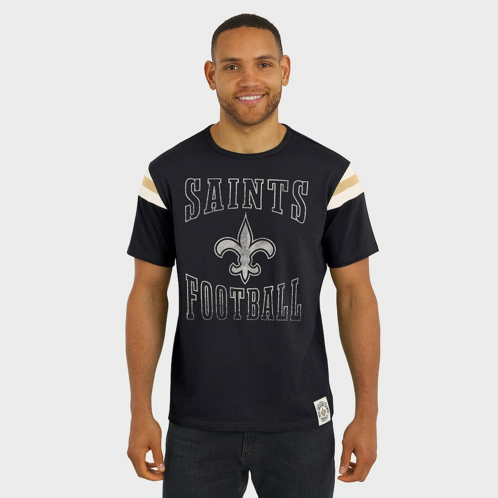New Orleans Saints Darius Rucker Collection Football Stripe Sleeve T-Shirt - Black outlet