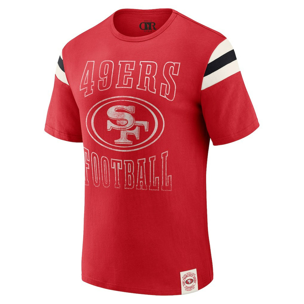 San Francisco 49ers Darius Rucker Collection Football Stripe Sleeve T-Shirt - Scarlet discount