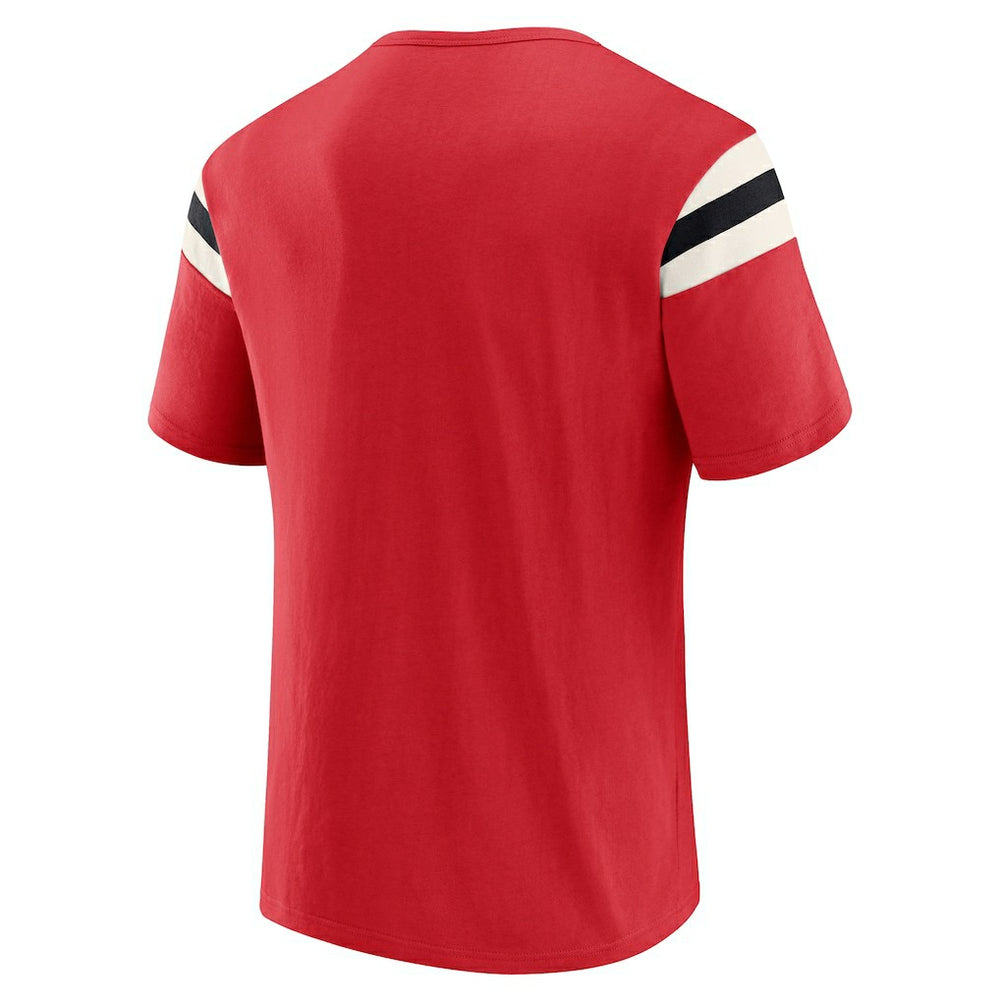 San Francisco 49ers Darius Rucker Collection Football Stripe Sleeve T-Shirt - Scarlet discount