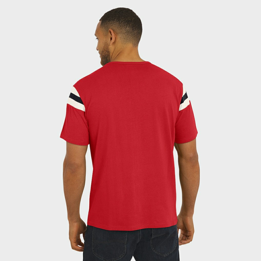 San Francisco 49ers Darius Rucker Collection Football Stripe Sleeve T-Shirt - Scarlet discount