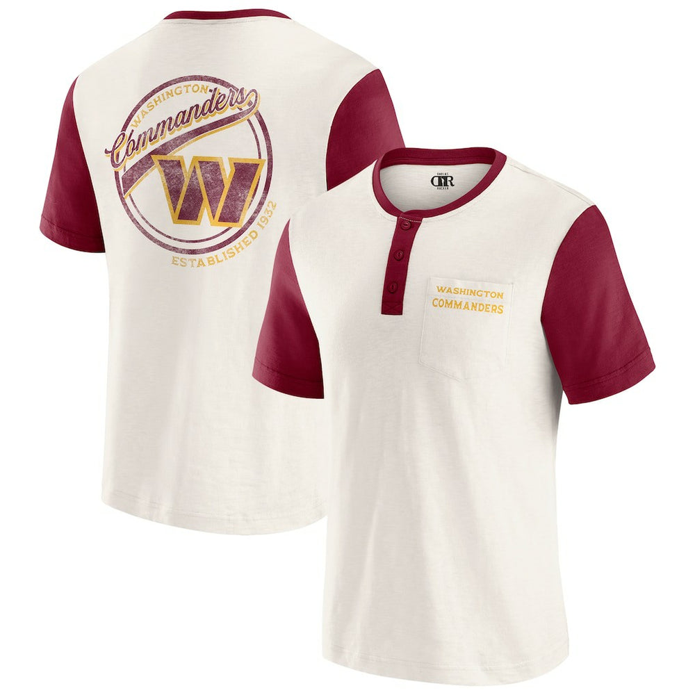 Washington Commanders Darius Rucker Collection Henley Colorblock Slub Pocket T-Shirt - Cream cheap