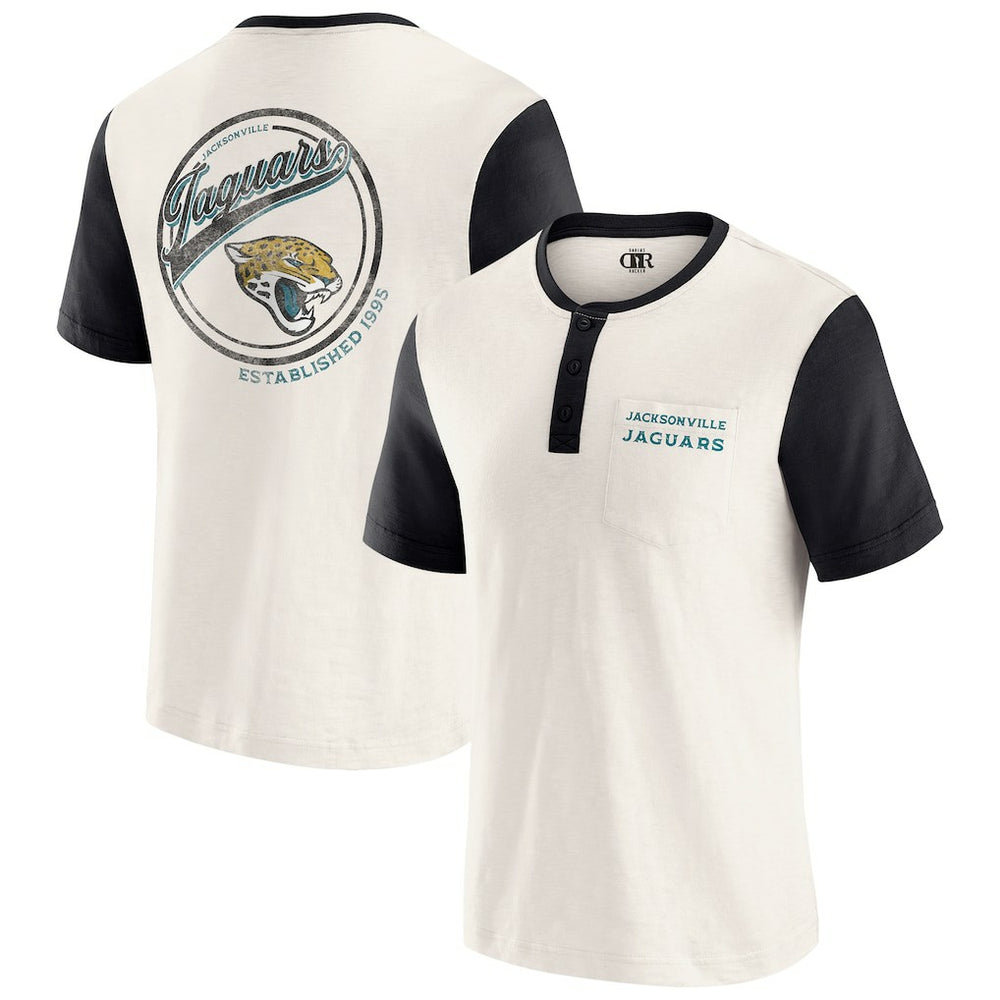 Jacksonville Jaguars Darius Rucker Collection Henley Colorblock Slub Pocket T-Shirt - Cream cheap