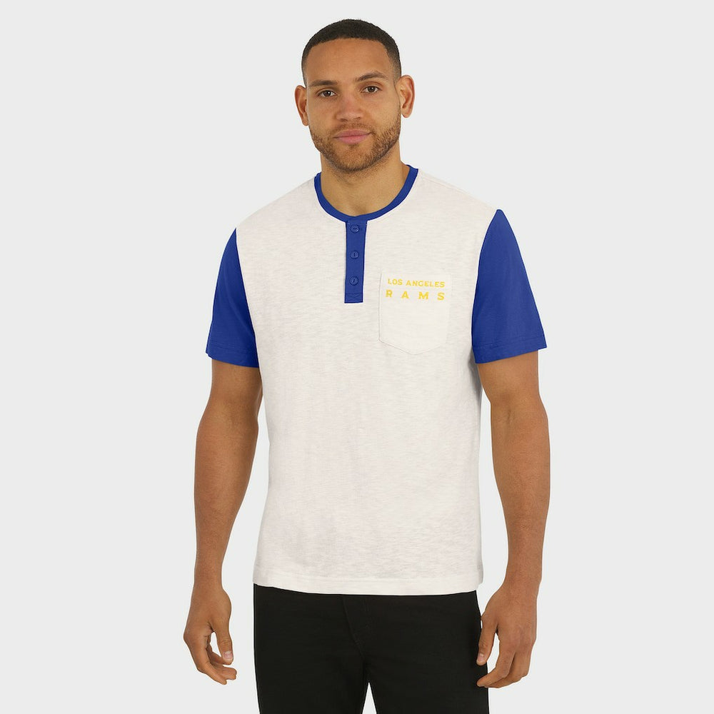Los Angeles Rams Darius Rucker Collection Henley Colorblock Slub Pocket T-Shirt - Cream cheap
