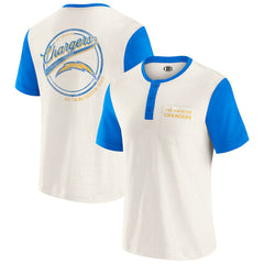 Los Angeles Chargers Darius Rucker Collection Henley Colorblock Slub Pocket T-Shirt - Cream outlet