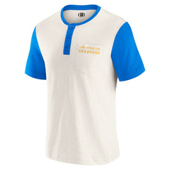 Los Angeles Chargers Darius Rucker Collection Henley Colorblock Slub Pocket T-Shirt - Cream outlet