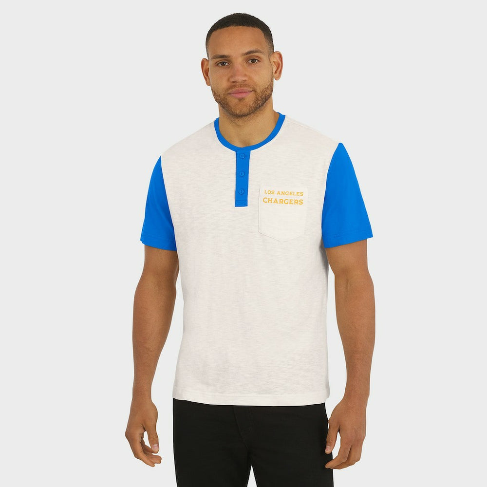 Los Angeles Chargers Darius Rucker Collection Henley Colorblock Slub Pocket T-Shirt - Cream outlet