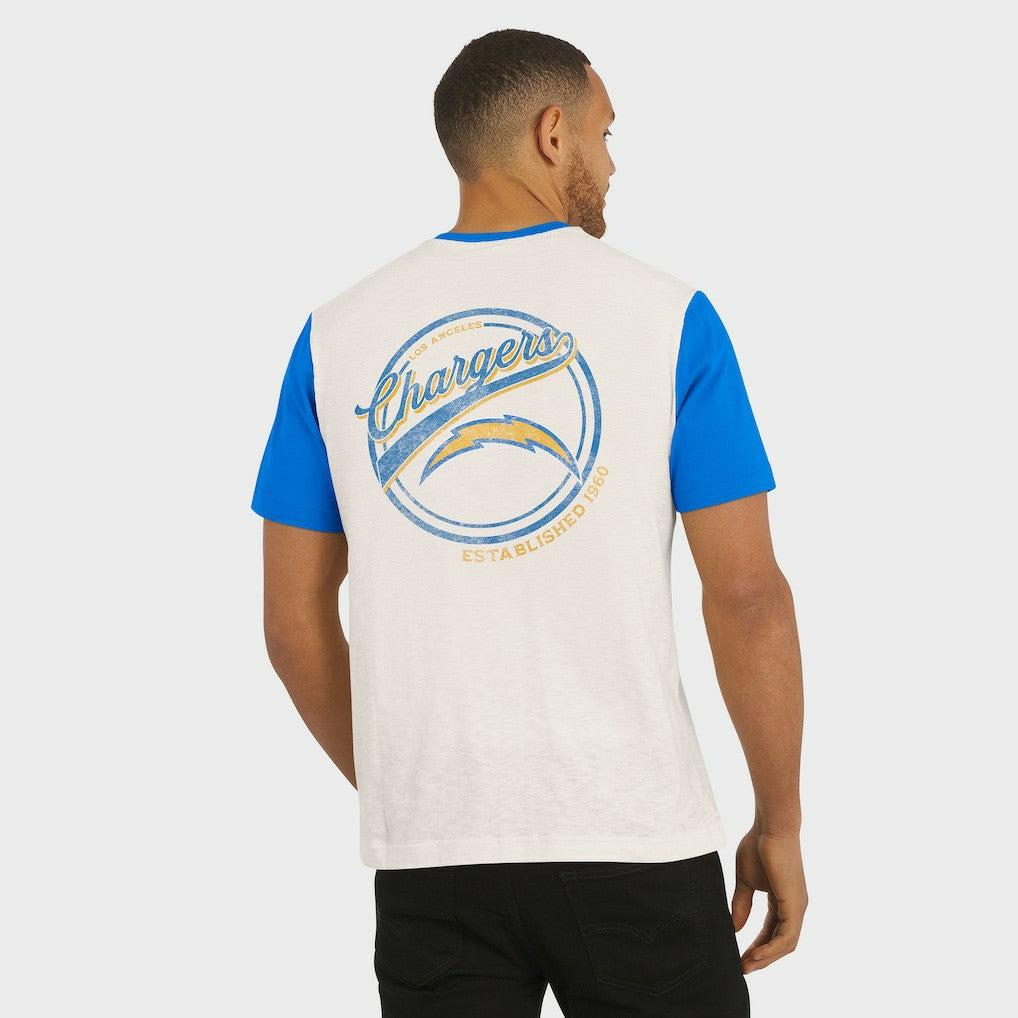 Los Angeles Chargers Darius Rucker Collection Henley Colorblock Slub Pocket T-Shirt - Cream outlet
