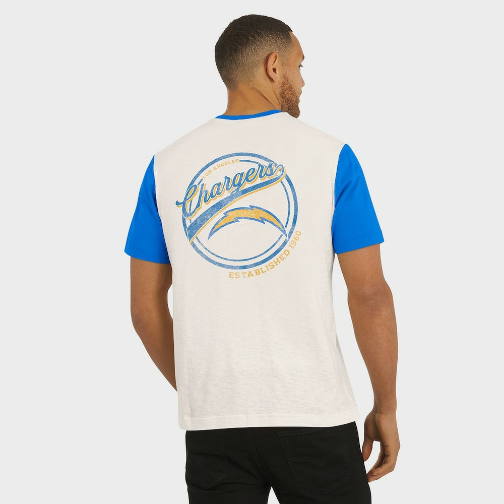 Los Angeles Chargers Darius Rucker Collection Henley Colorblock Slub Pocket T-Shirt - Cream outlet