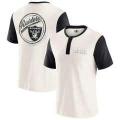 Las Vegas Raiders Darius Rucker Collection Henley Colorblock Slub Pocket T-Shirt - Cream sale