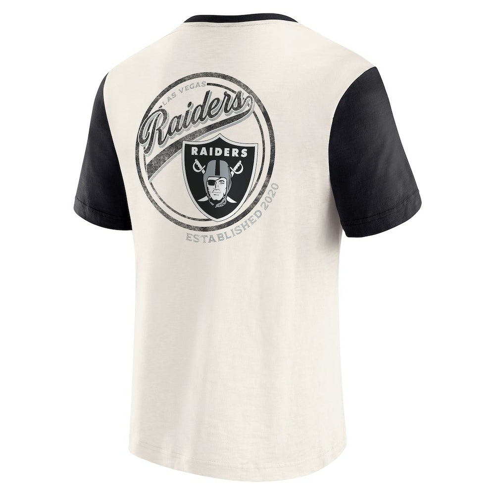 Las Vegas Raiders Darius Rucker Collection Henley Colorblock Slub Pocket T-Shirt - Cream sale