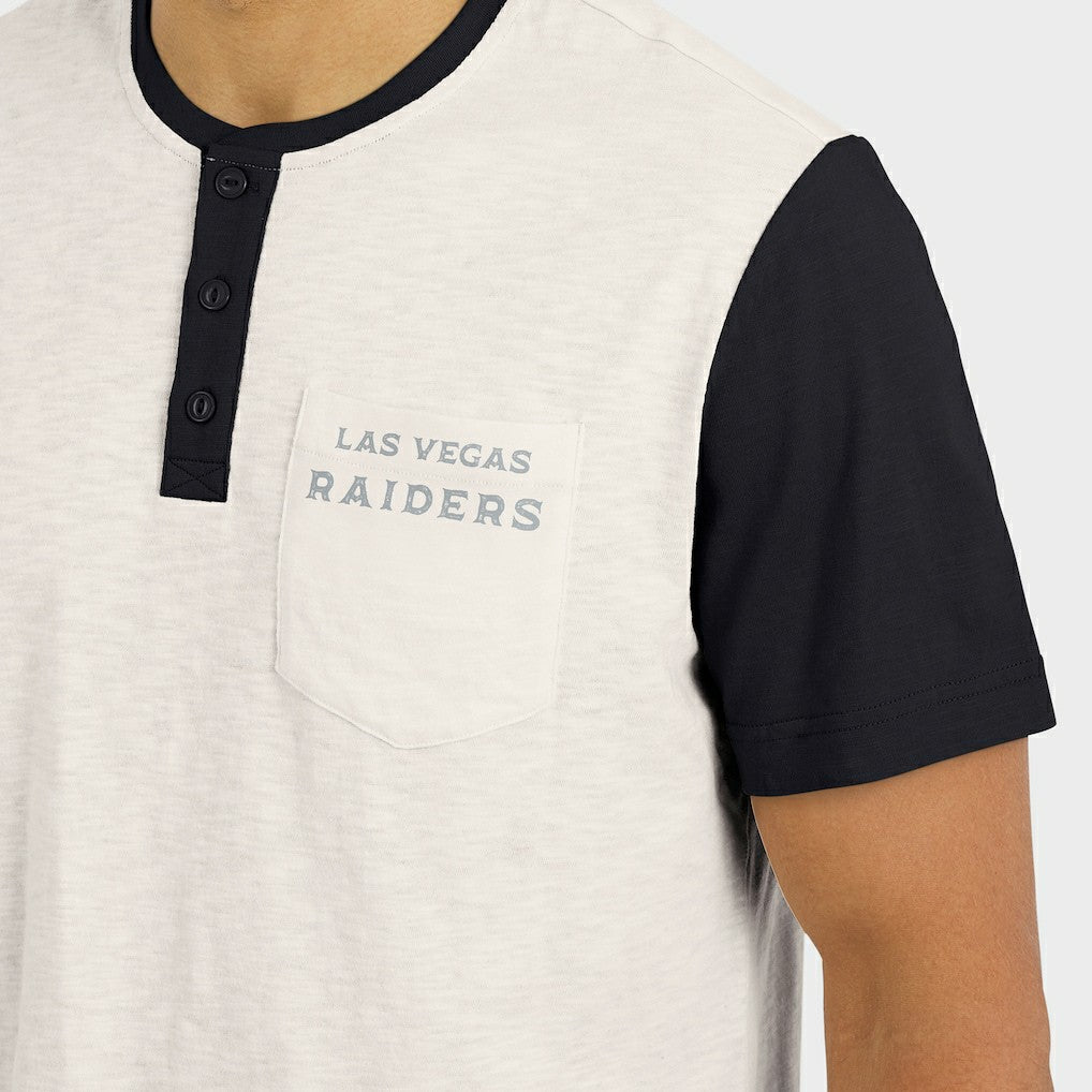 Las Vegas Raiders Darius Rucker Collection Henley Colorblock Slub Pocket T-Shirt - Cream sale