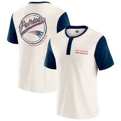 New England Patriots Darius Rucker Collection Henley Colorblock Slub Pocket T-Shirt - Cream on sale