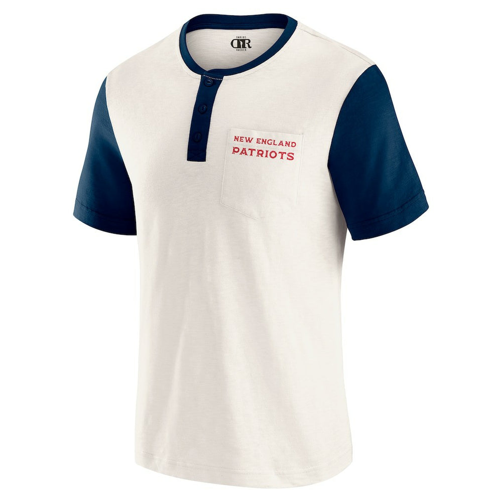 New England Patriots Darius Rucker Collection Henley Colorblock Slub Pocket T-Shirt - Cream on sale