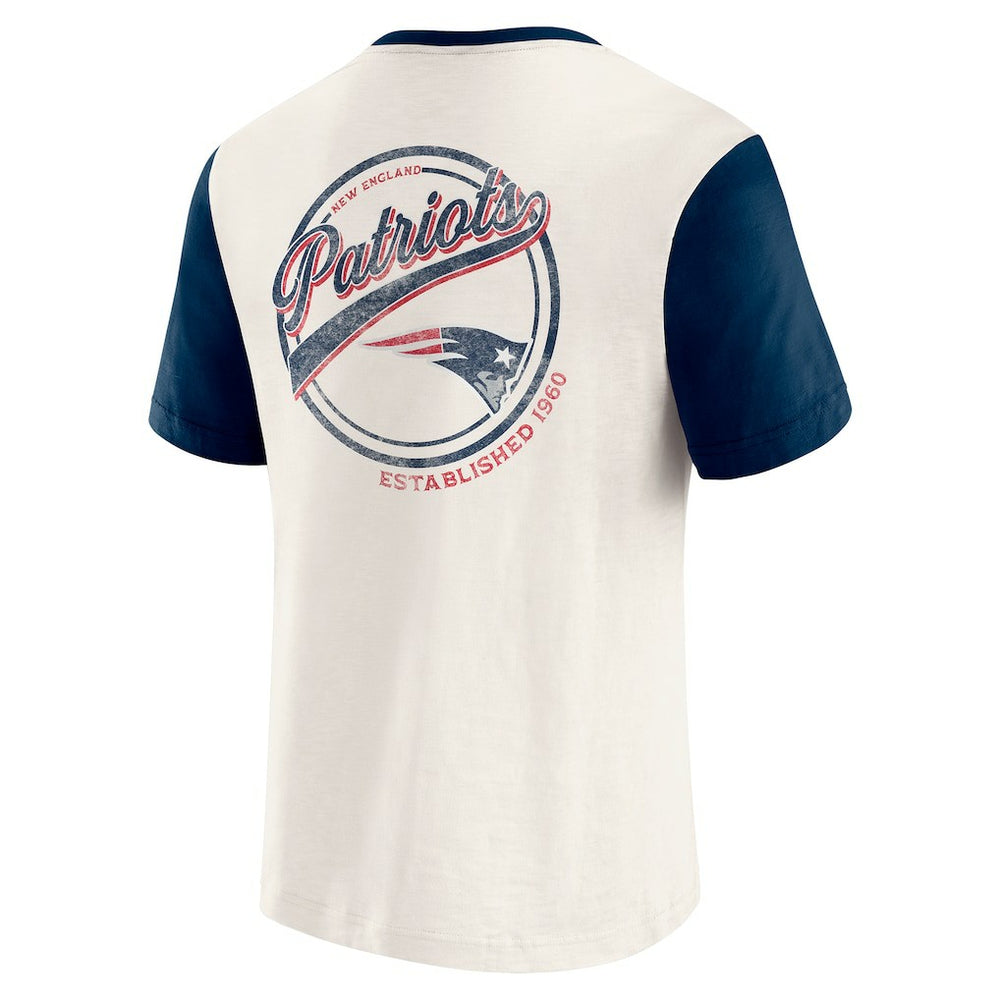 New England Patriots Darius Rucker Collection Henley Colorblock Slub Pocket T-Shirt - Cream on sale