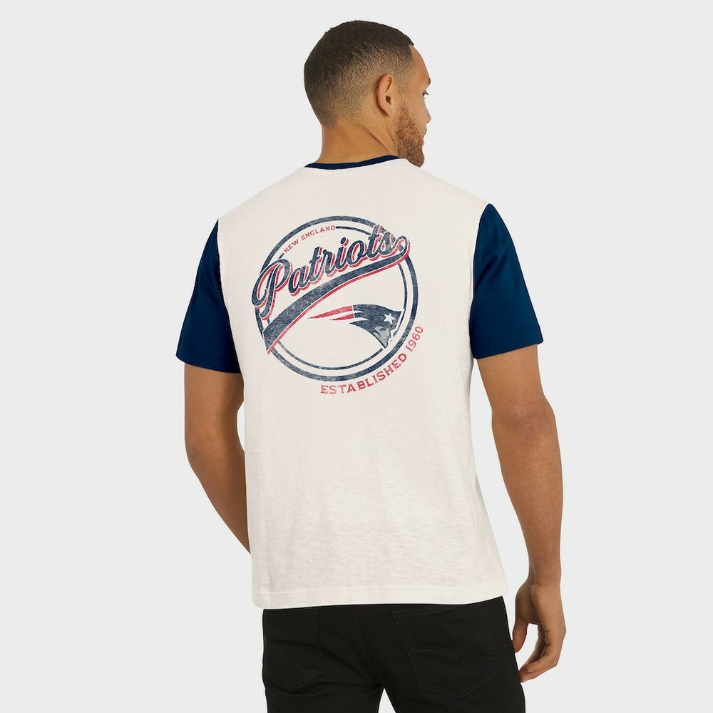 New England Patriots Darius Rucker Collection Henley Colorblock Slub Pocket T-Shirt - Cream on sale