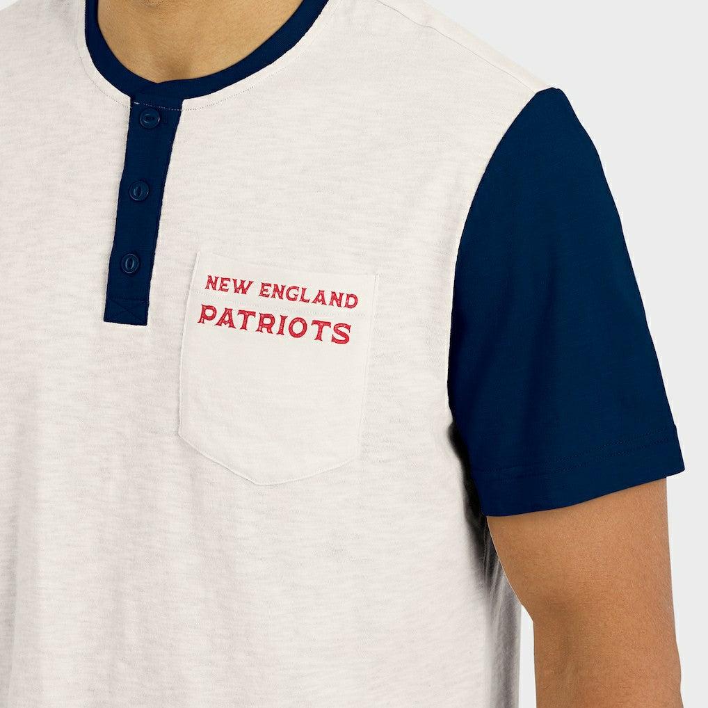 New England Patriots Darius Rucker Collection Henley Colorblock Slub Pocket T-Shirt - Cream on sale