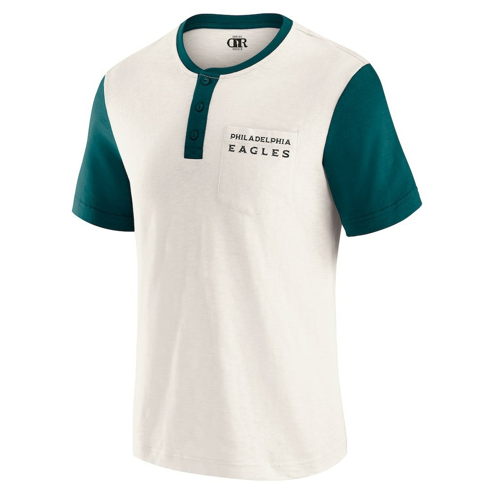 Philadelphia Eagles Darius Rucker Collection Henley Colorblock Slub Pocket T-Shirt - Cream sale