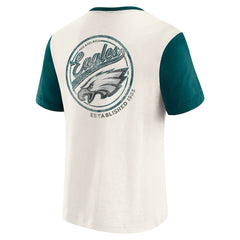 Philadelphia Eagles Darius Rucker Collection Henley Colorblock Slub Pocket T-Shirt - Cream sale