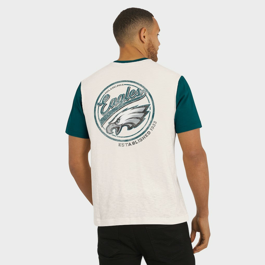 Philadelphia Eagles Darius Rucker Collection Henley Colorblock Slub Pocket T-Shirt - Cream sale