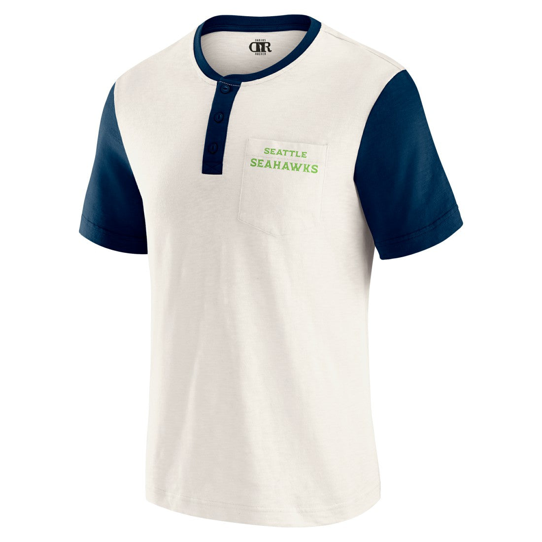 Seattle Seahawks Darius Rucker Collection Henley Colorblock Slub Pocket T-Shirt - Cream outlet