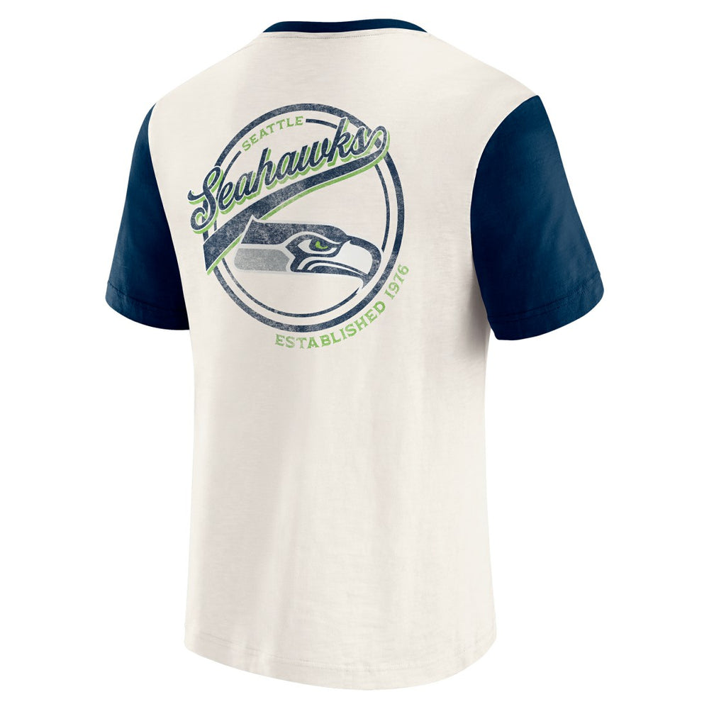 Seattle Seahawks Darius Rucker Collection Henley Colorblock Slub Pocket T-Shirt - Cream outlet