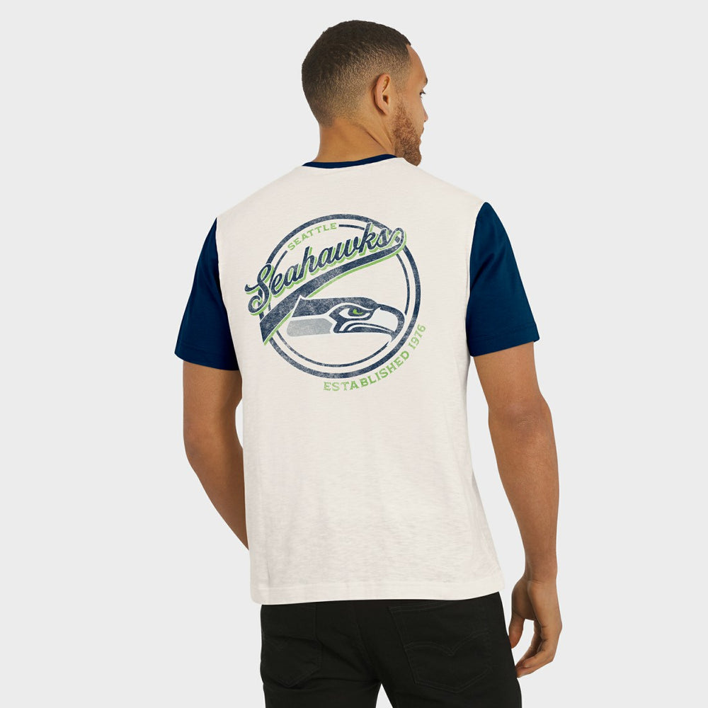 Seattle Seahawks Darius Rucker Collection Henley Colorblock Slub Pocket T-Shirt - Cream outlet