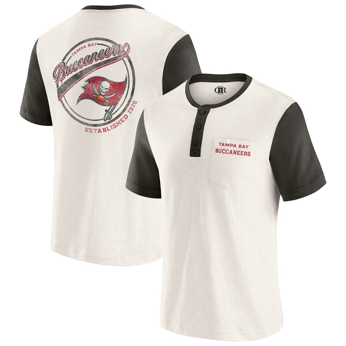 Tampa Bay Buccaneers Darius Rucker Collection Henley Colorblock Slub Pocket T-Shirt - Cream sale