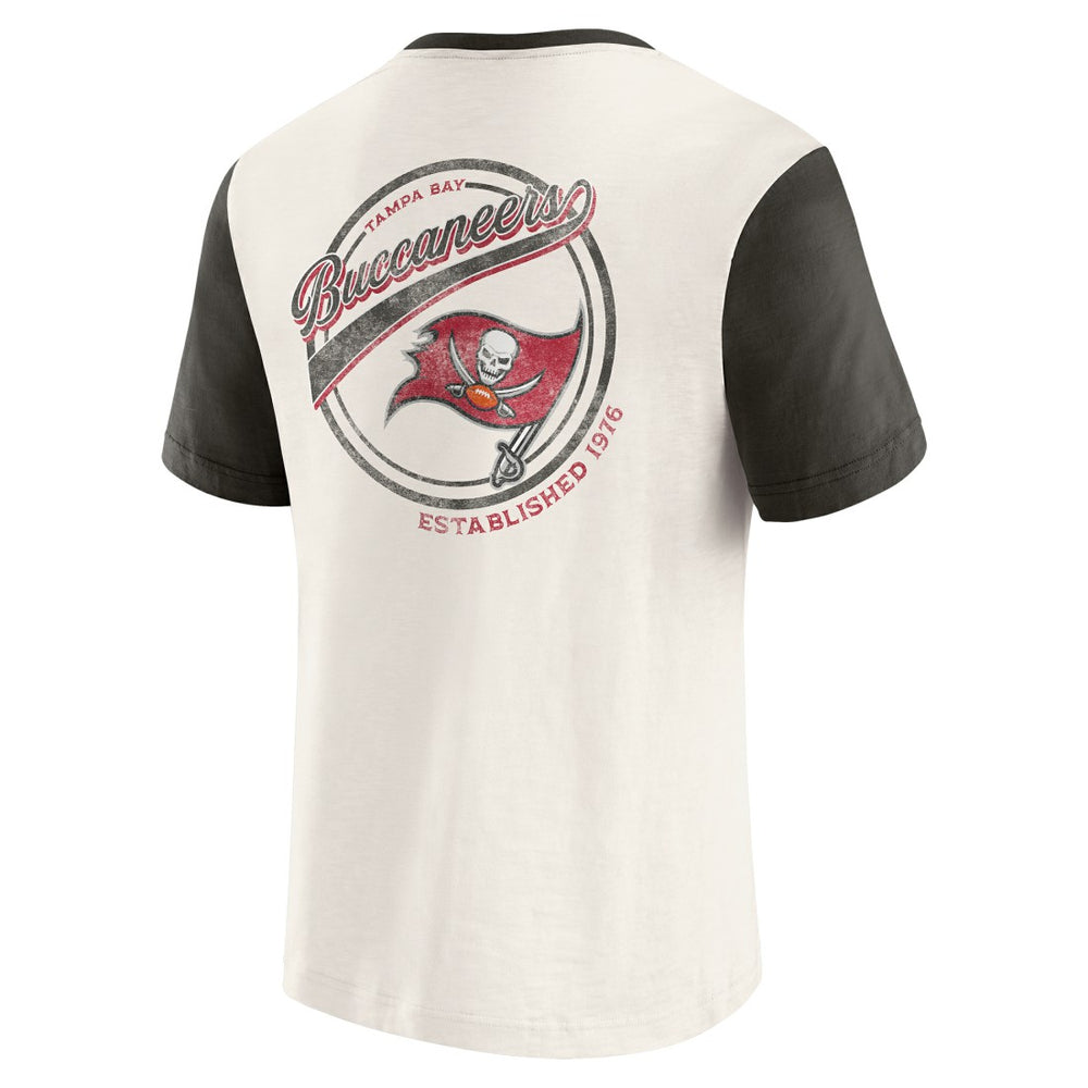 Tampa Bay Buccaneers Darius Rucker Collection Henley Colorblock Slub Pocket T-Shirt - Cream sale