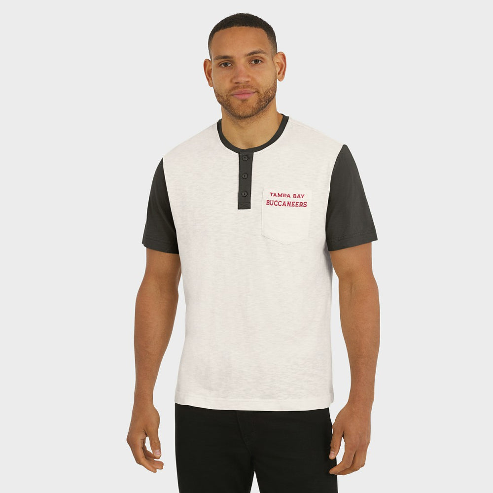 Tampa Bay Buccaneers Darius Rucker Collection Henley Colorblock Slub Pocket T-Shirt - Cream sale
