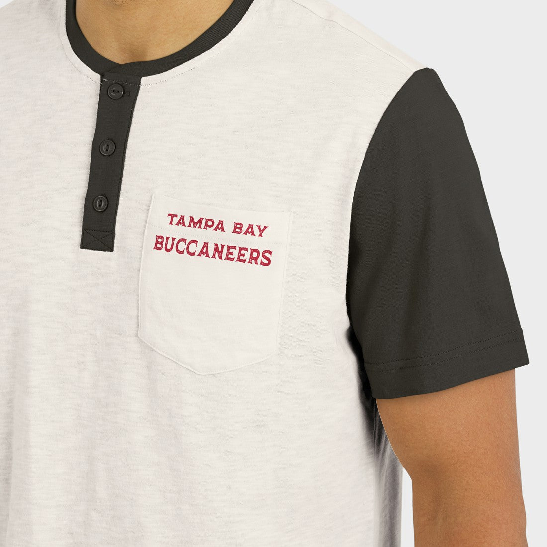 Tampa Bay Buccaneers Darius Rucker Collection Henley Colorblock Slub Pocket T-Shirt - Cream sale